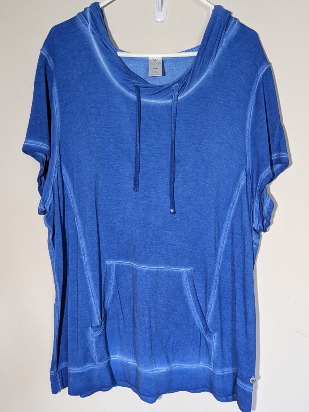 Livi Active Rayon Blend Lightweight Short Sleeve Hoodie Sz 22/24 Blue